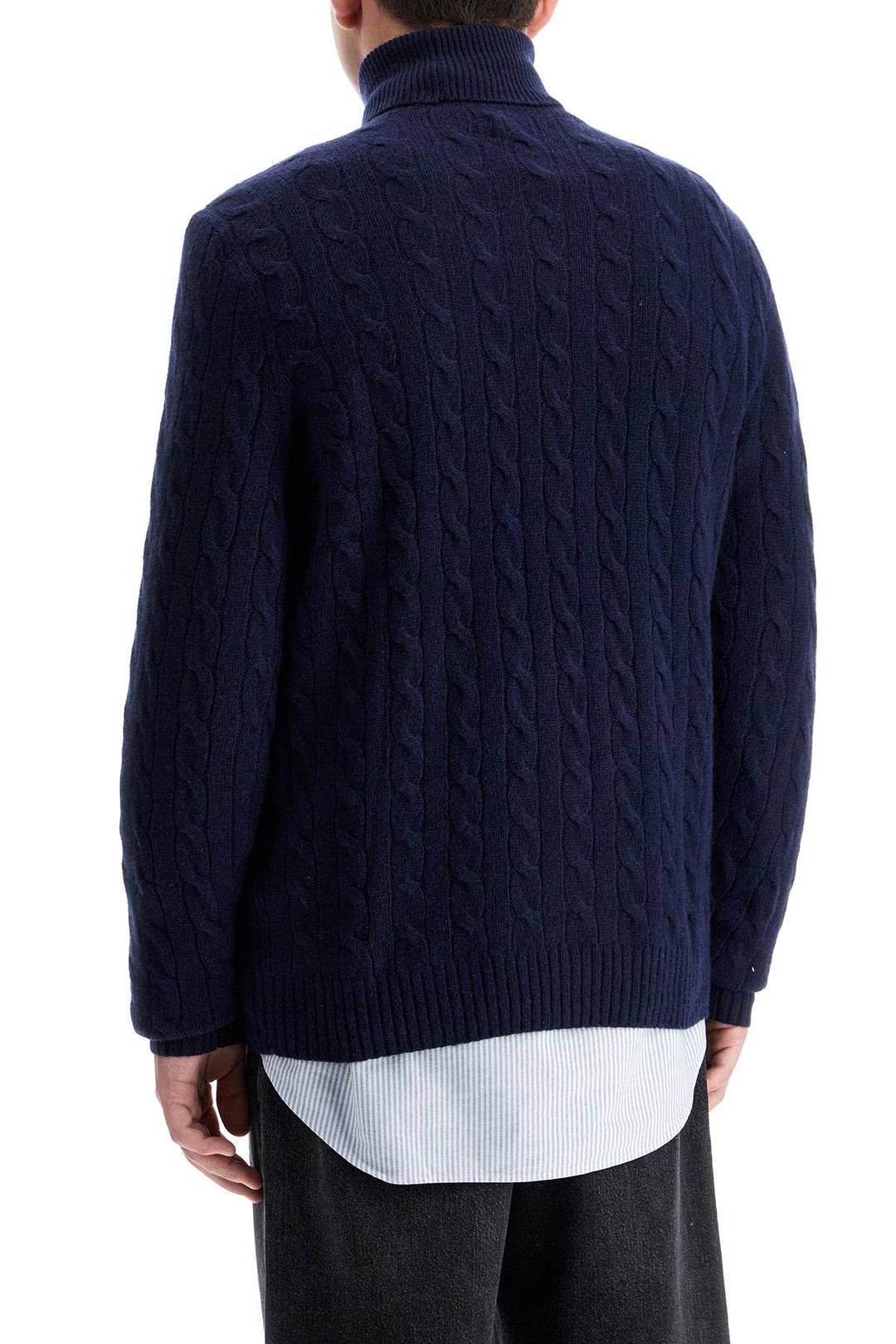 high-neck wool and cashmere cable-knit pullover sweater-2