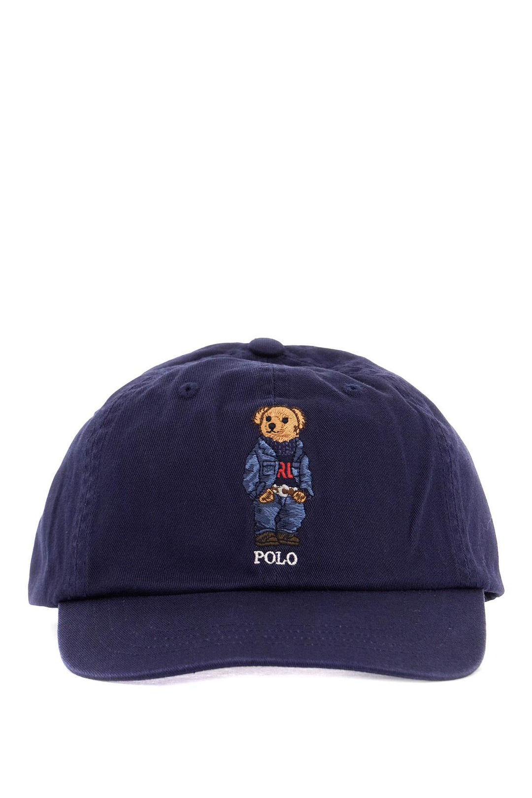 navy blue cotton hat with bear embroidery-0