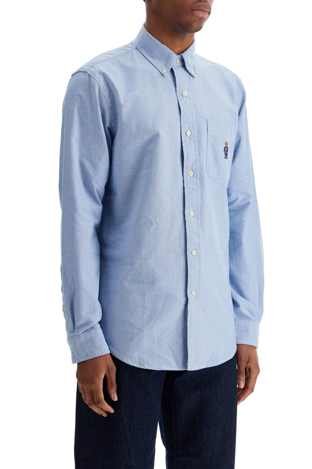 light blue cotton shirt with embroidered pocket-1