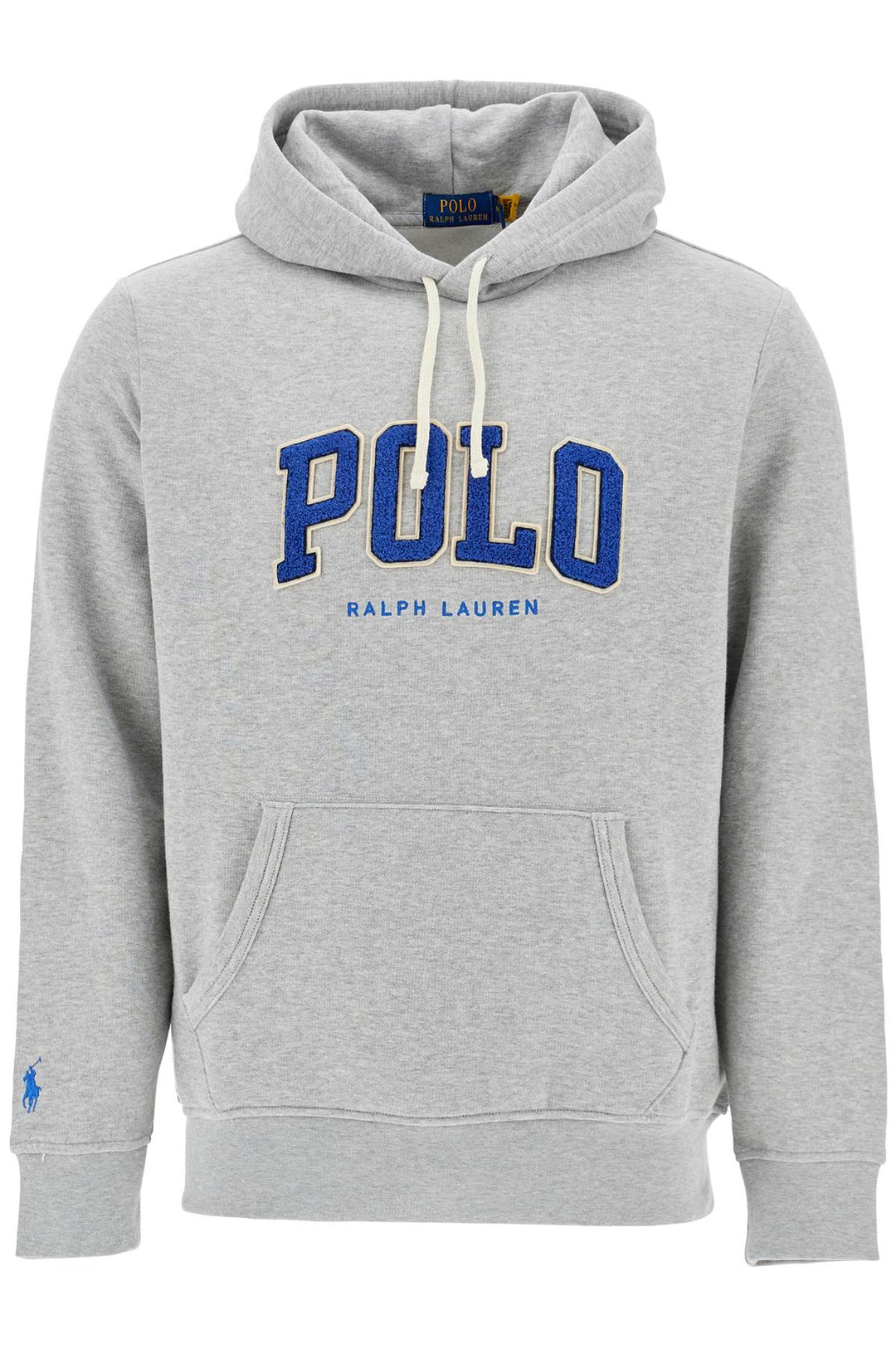 men's gray cotton zip hoodie with polo logo-0