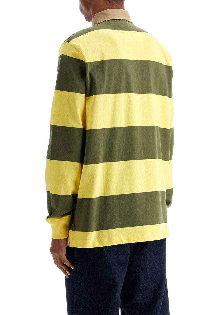 olive green and yellow striped cotton polo-2