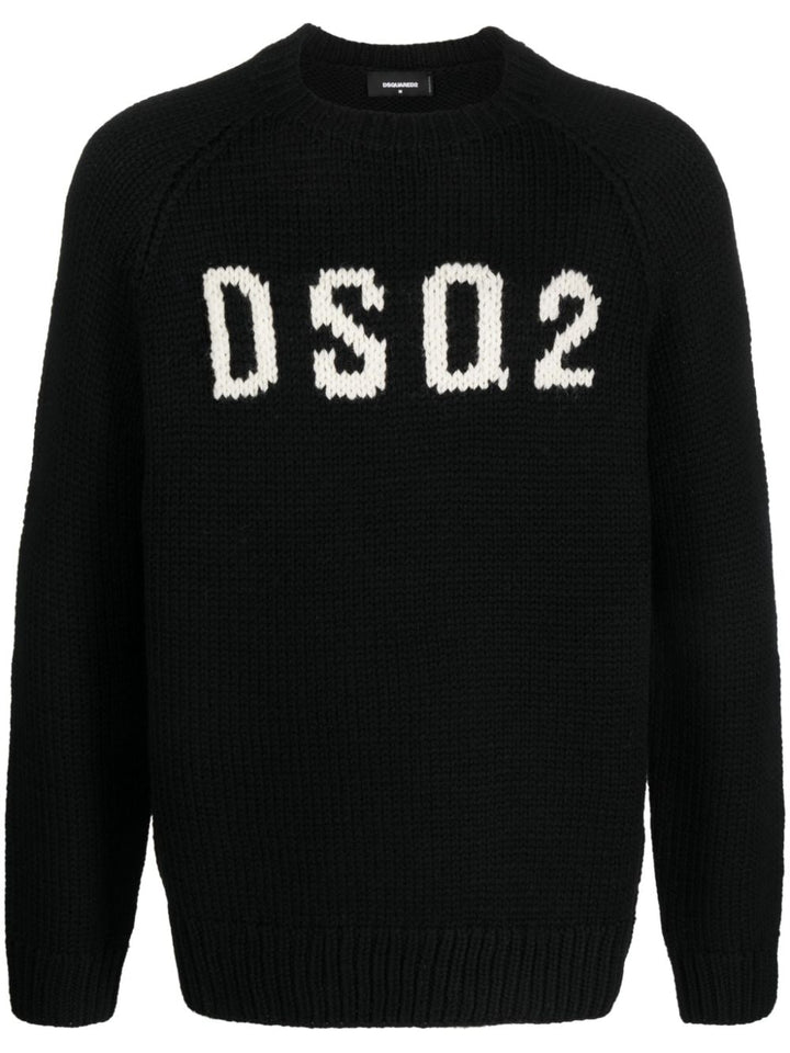 DSQUARED2 logo intarsia-knit wool jumper-1