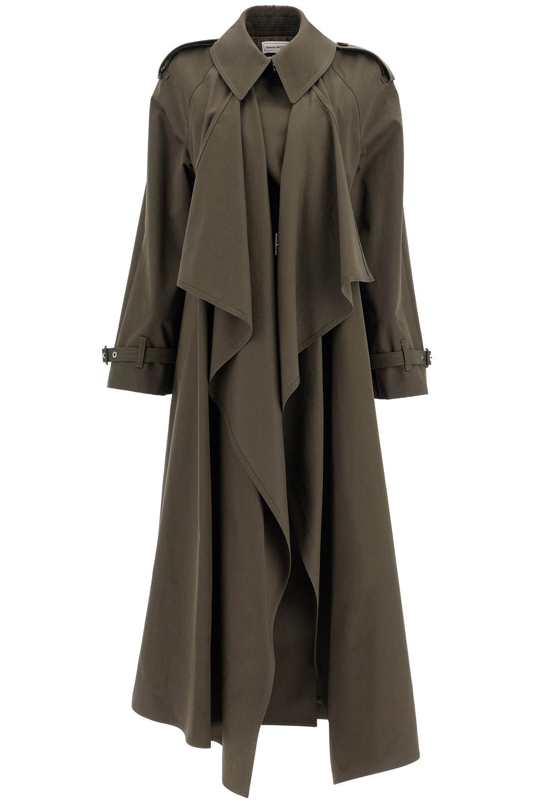 double-breasted trench coat with draped-0