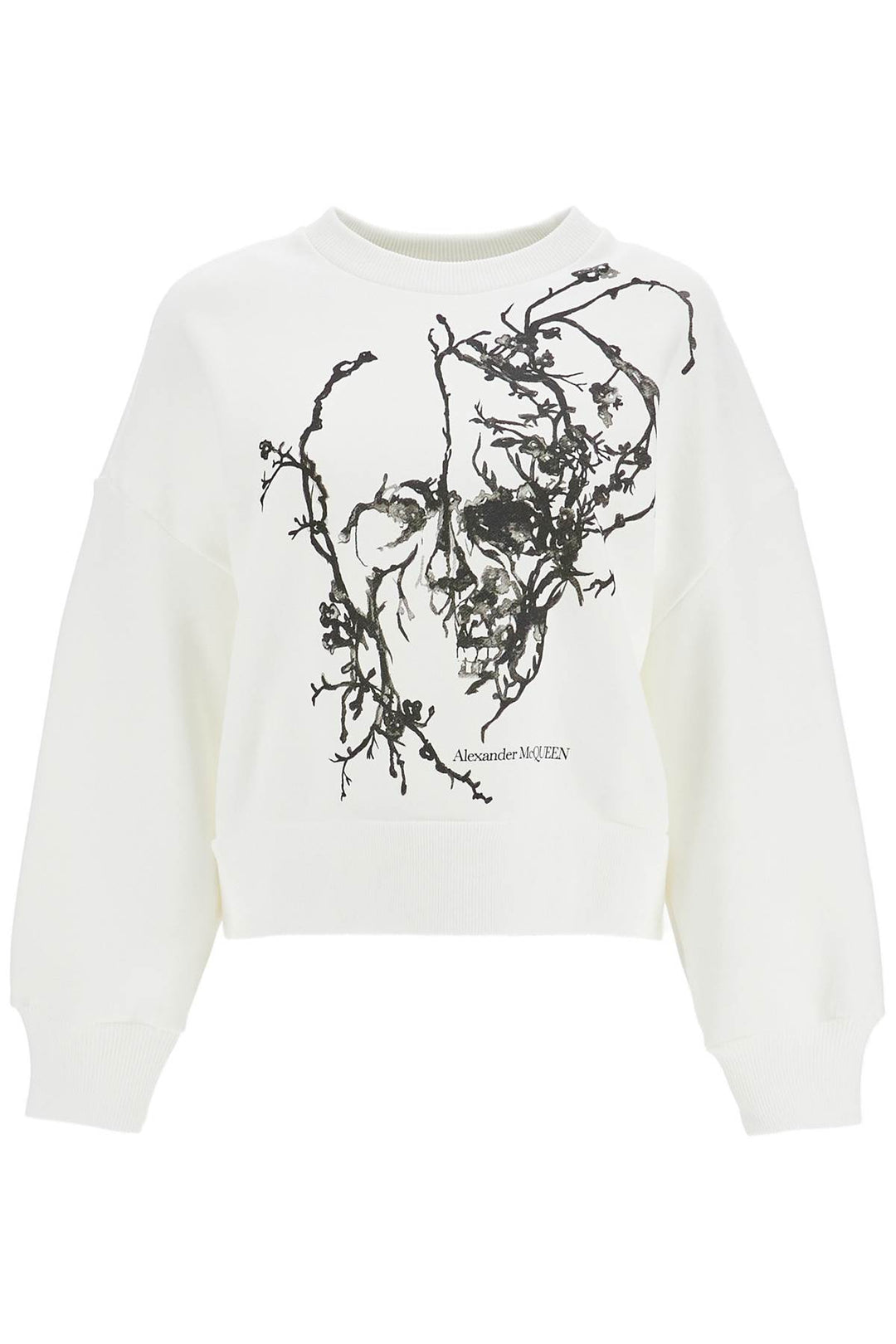 boxy cherry blossom skull sweat-0