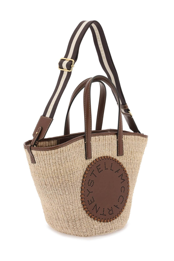 raffia shoulder bag with logo.-2