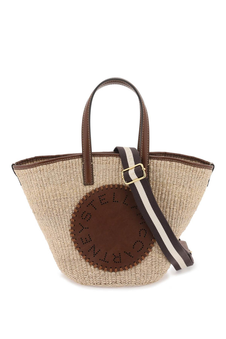 raffia shoulder bag with logo.-0