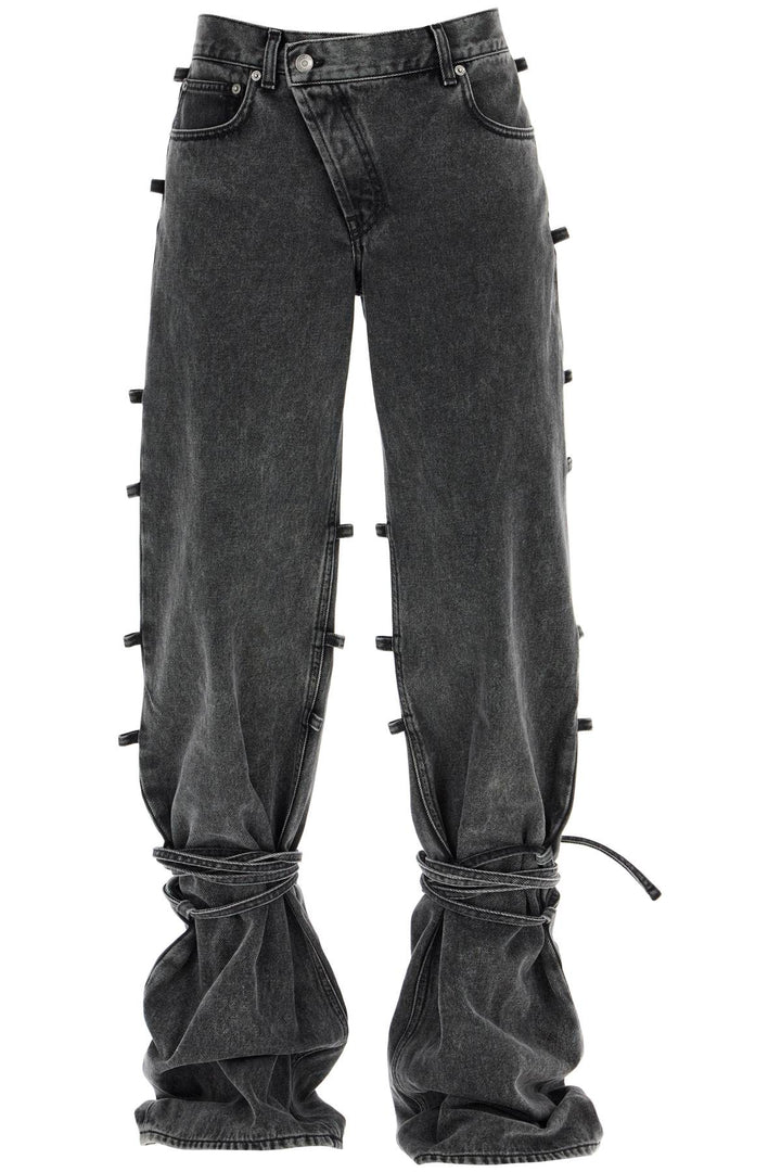 baggy jeans with knotted detail-0