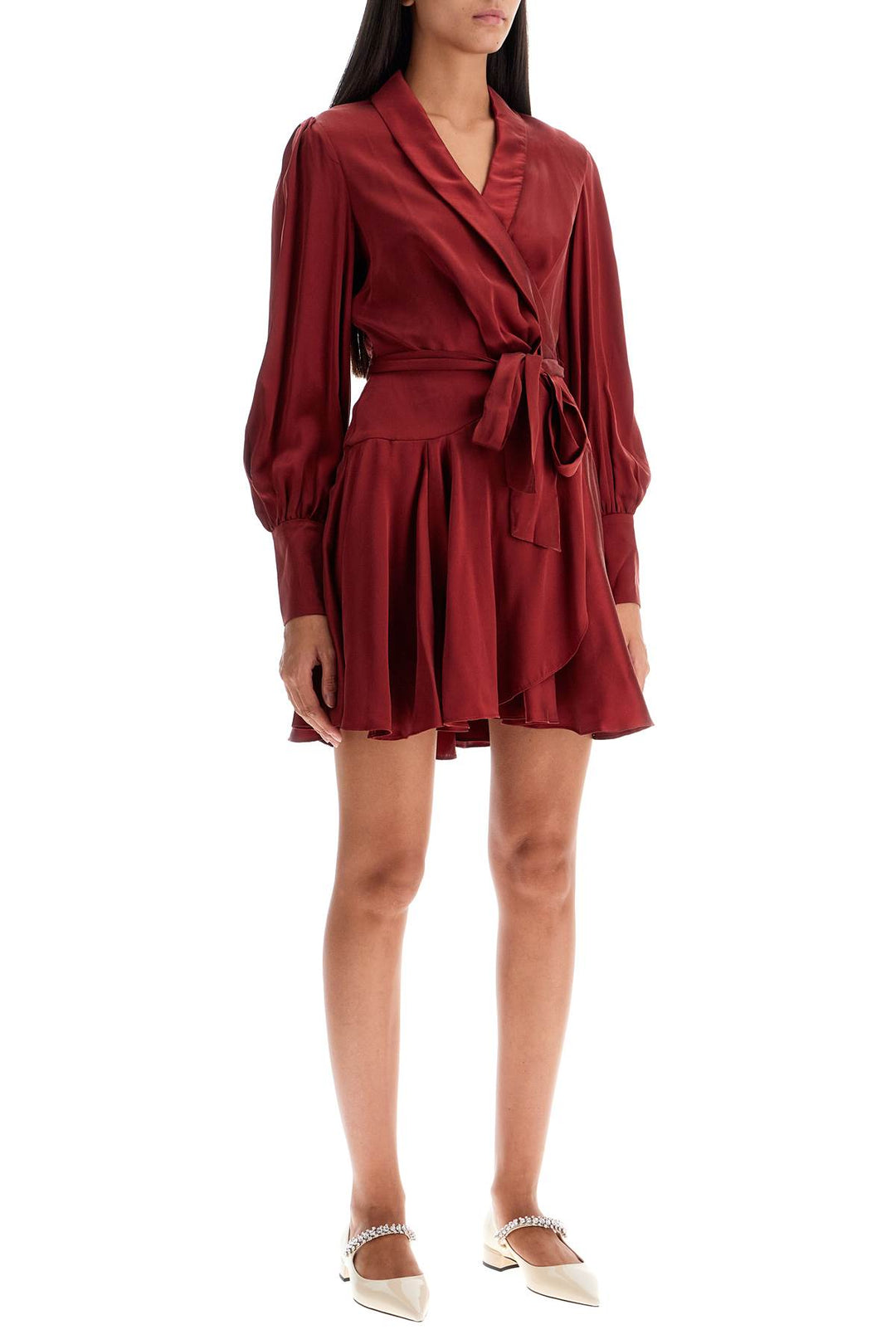 silk wrap mini dress with nine words-1