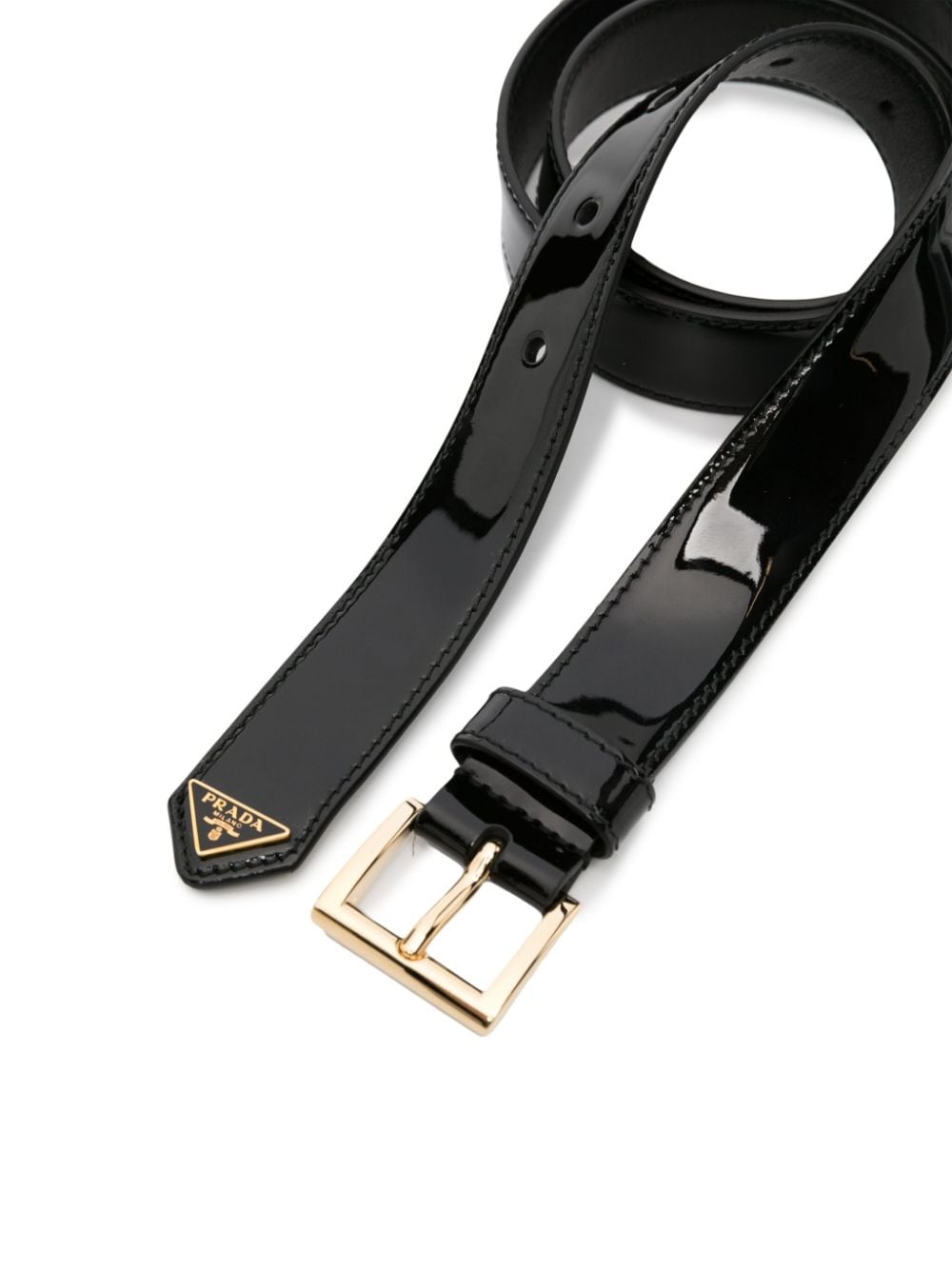 logo-plaque patent leather belt-1