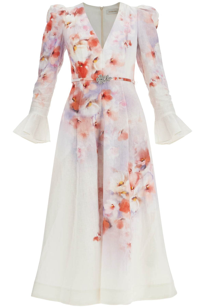 white floral linen midi dress ciara-0