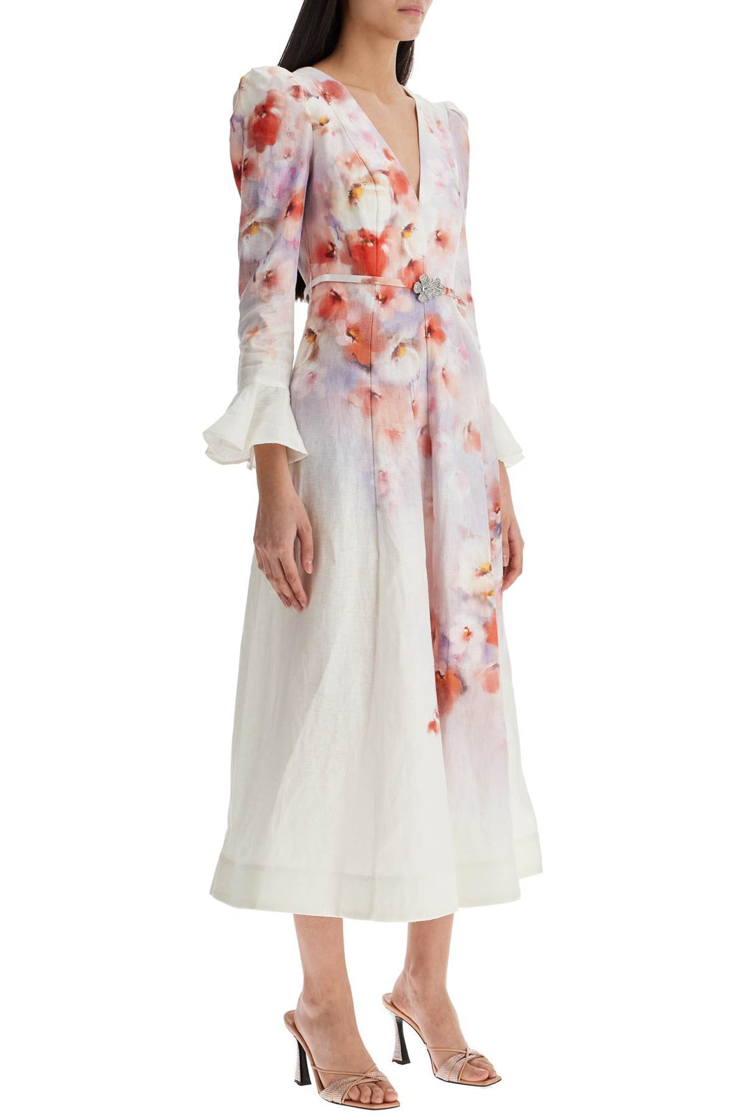 white floral linen midi dress ciara-1