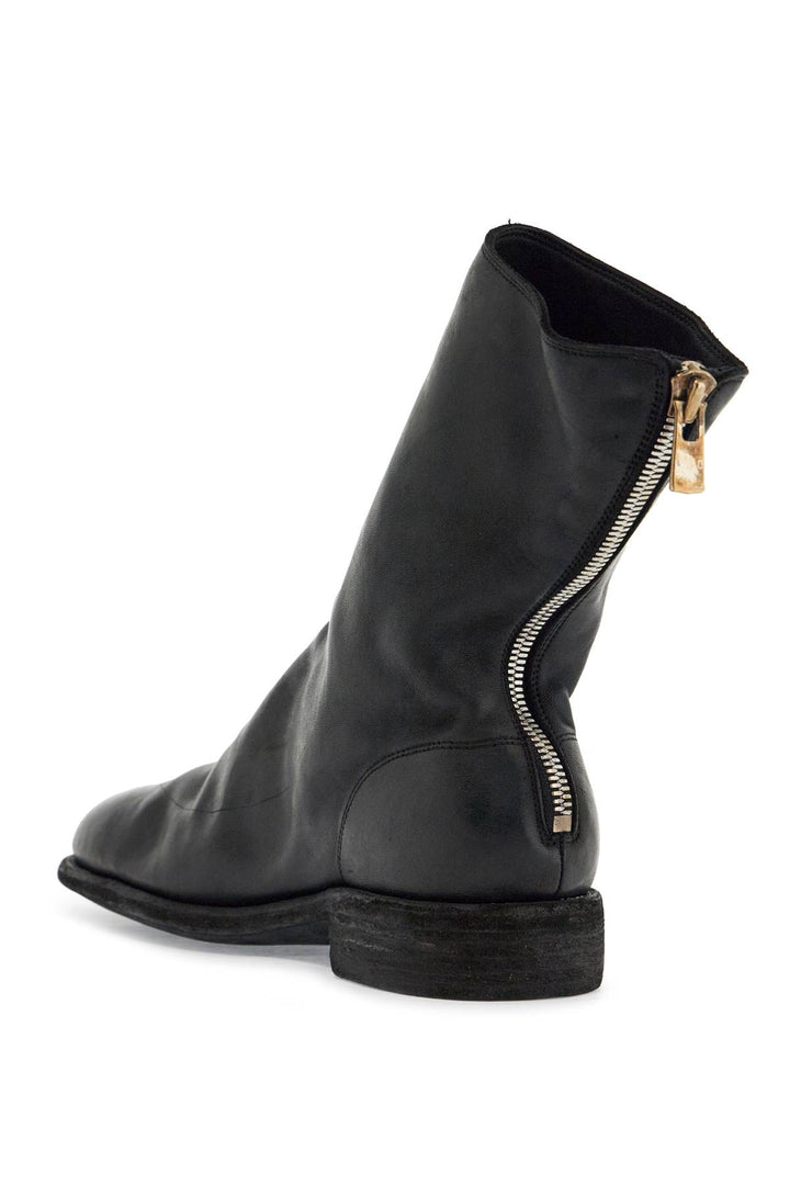 black leather boots with zip and leather sole-2