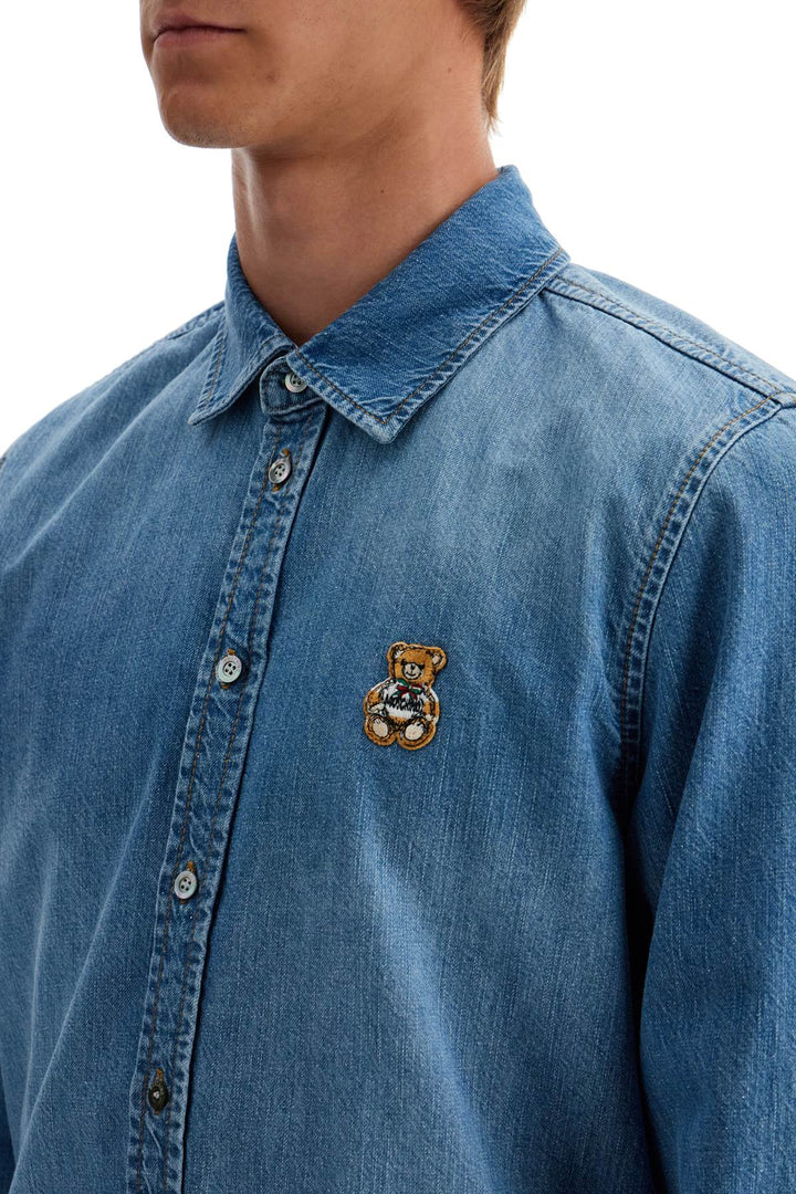 denim shirt with patch details-3