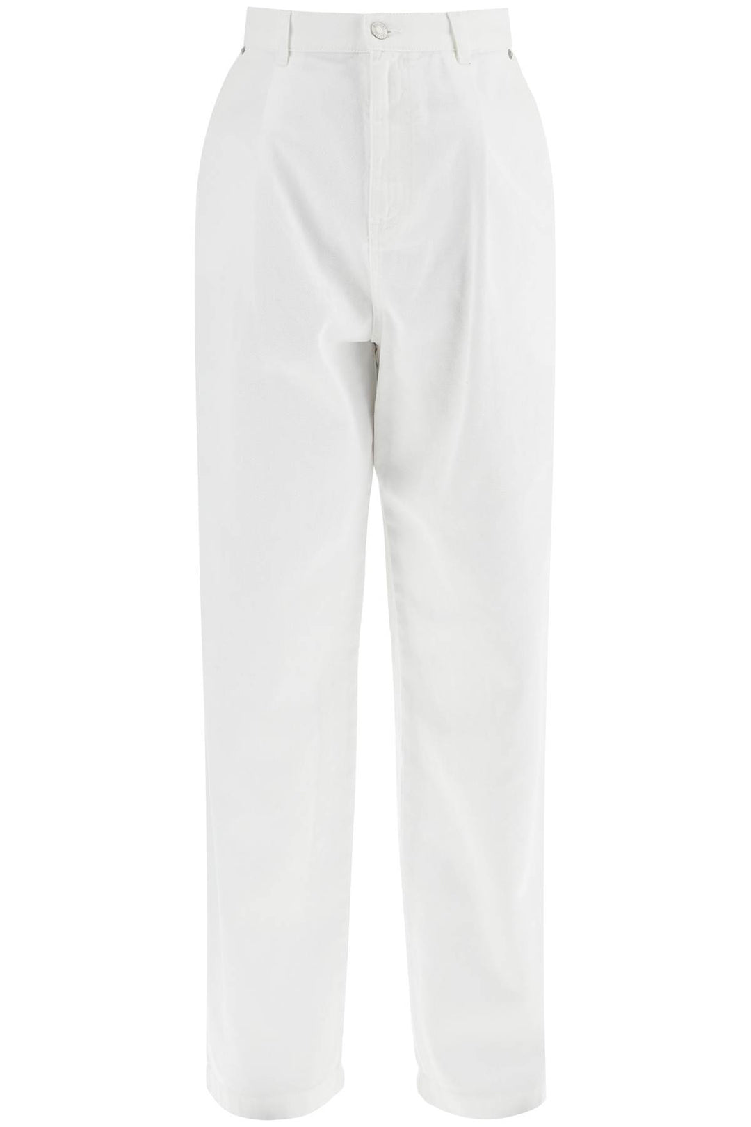 white cotton wide leg trousers-0