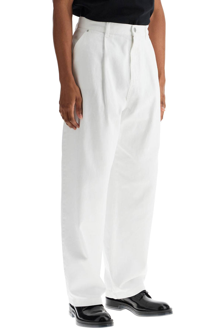 white cotton wide leg trousers-1