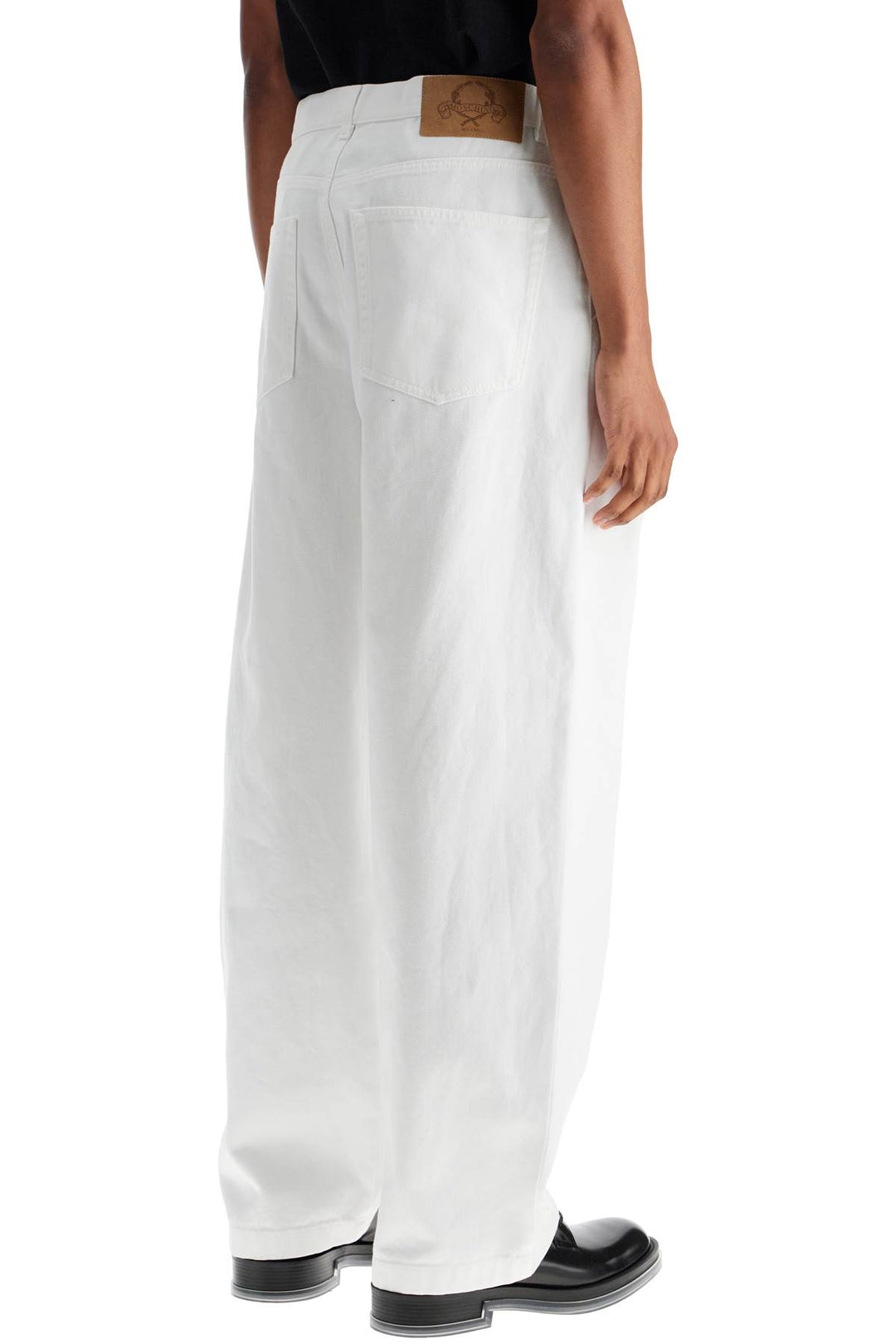 white cotton wide leg trousers-2