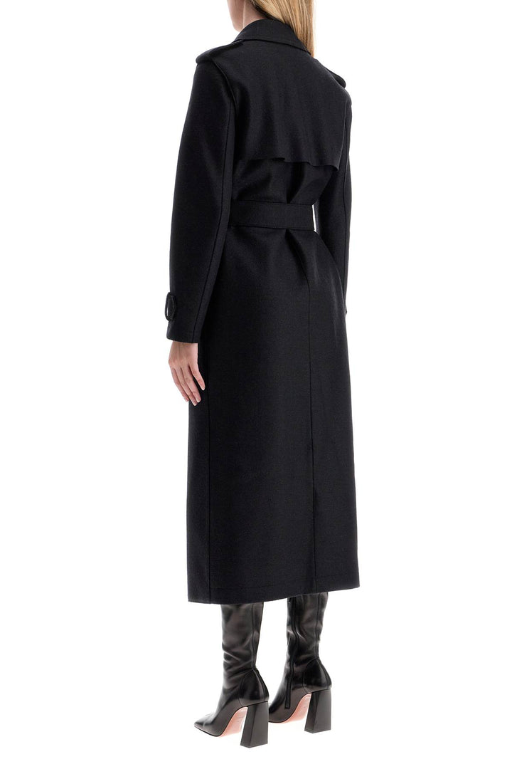 pressed wool robe coat with nine words-2