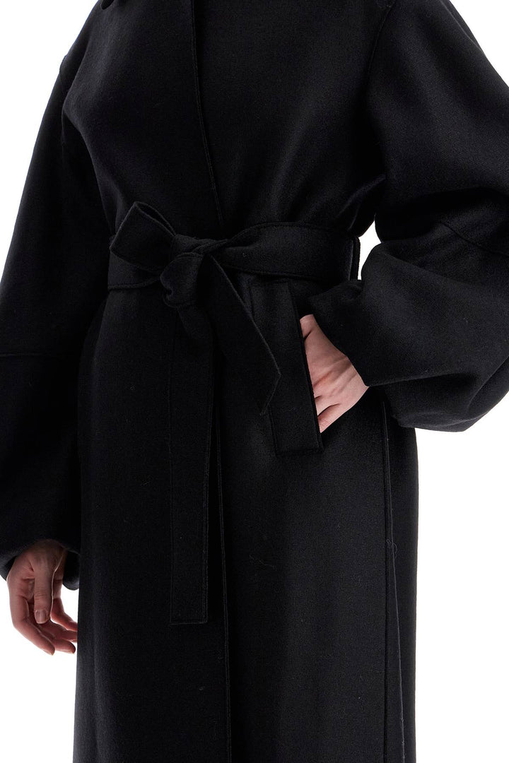 pressed wool robe coat with nine words-3