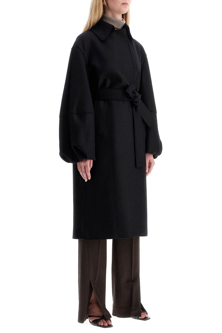 pressed wool robe coat with nine words-1