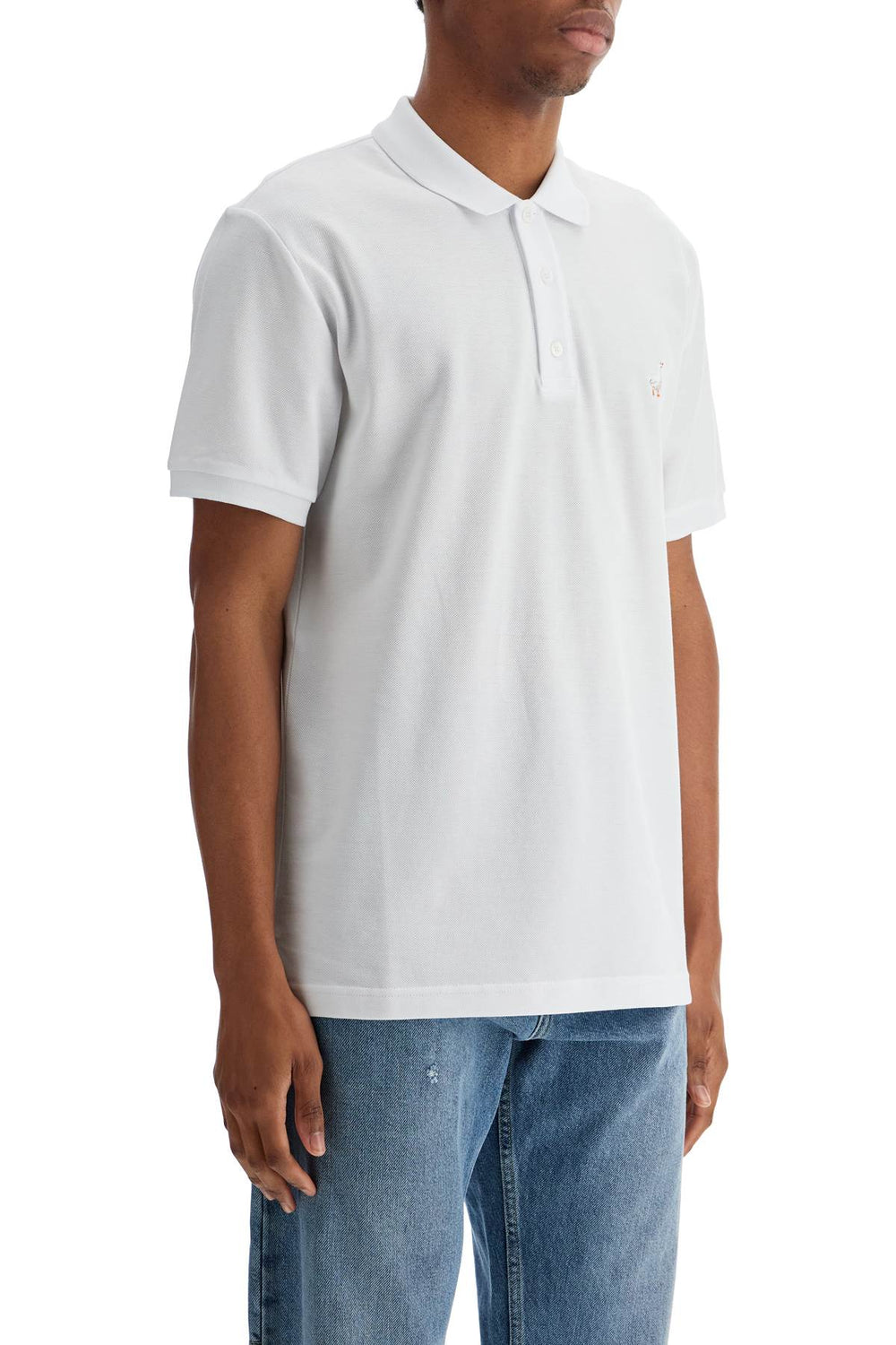 white cotton polo with delicate embroidery-1