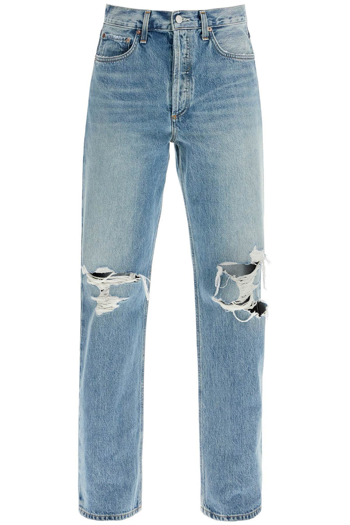 relaxed straight fit kelly used effect jeans-0