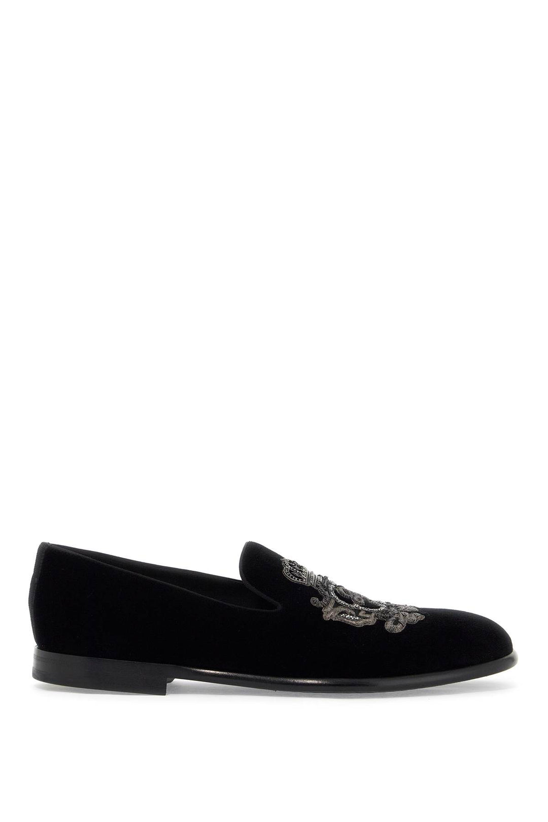 embroidered velvet loafers-0