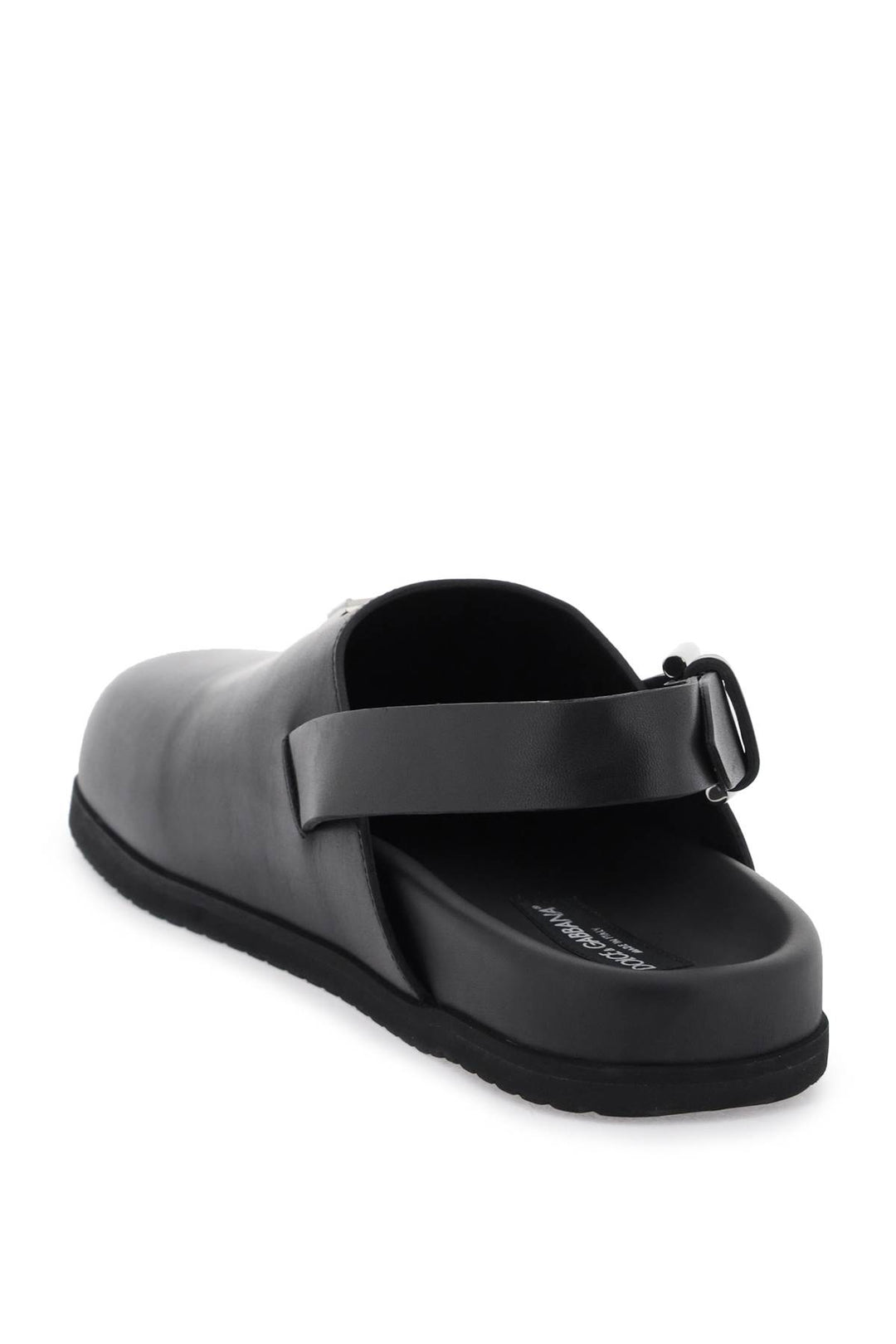 leather clogs with logo plate-2