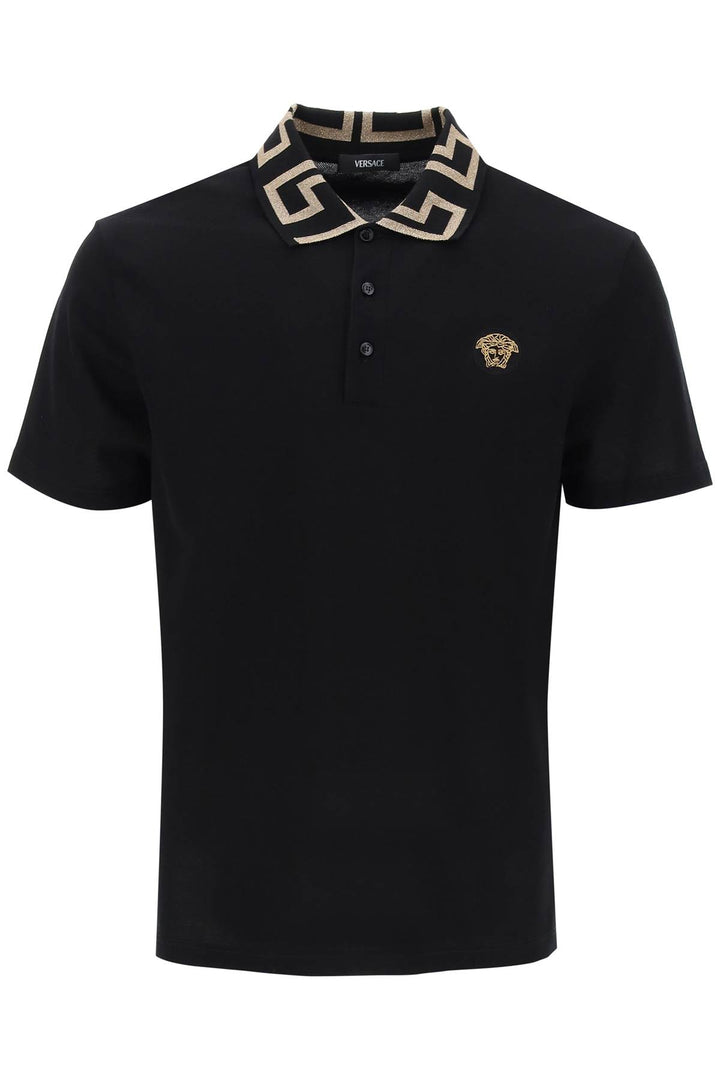 taylor fit polo shirt with greca collar-0