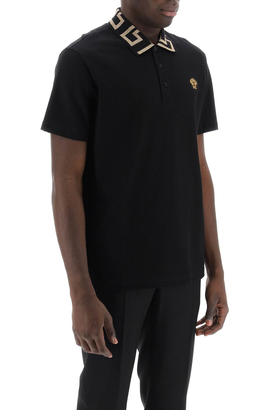 taylor fit polo shirt with greca collar-1