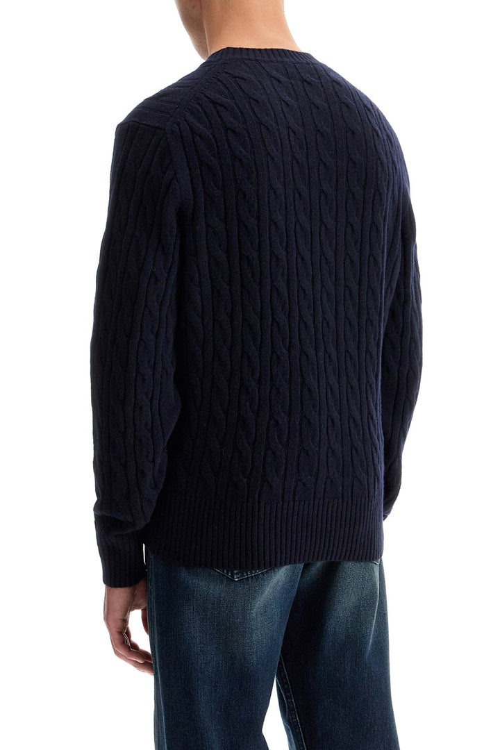 classic fit cable knit wool pullover-2