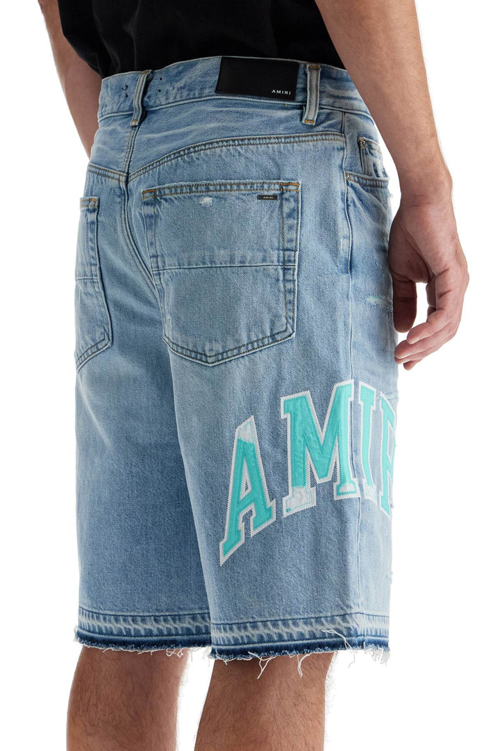 denim logo varsity bermuda shorts-3