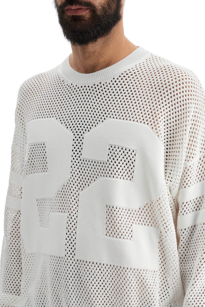 neck perforated knit sweater-3