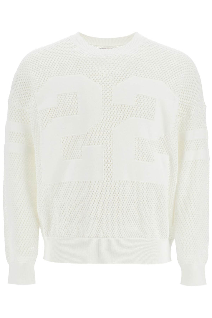 neck perforated knit sweater-0