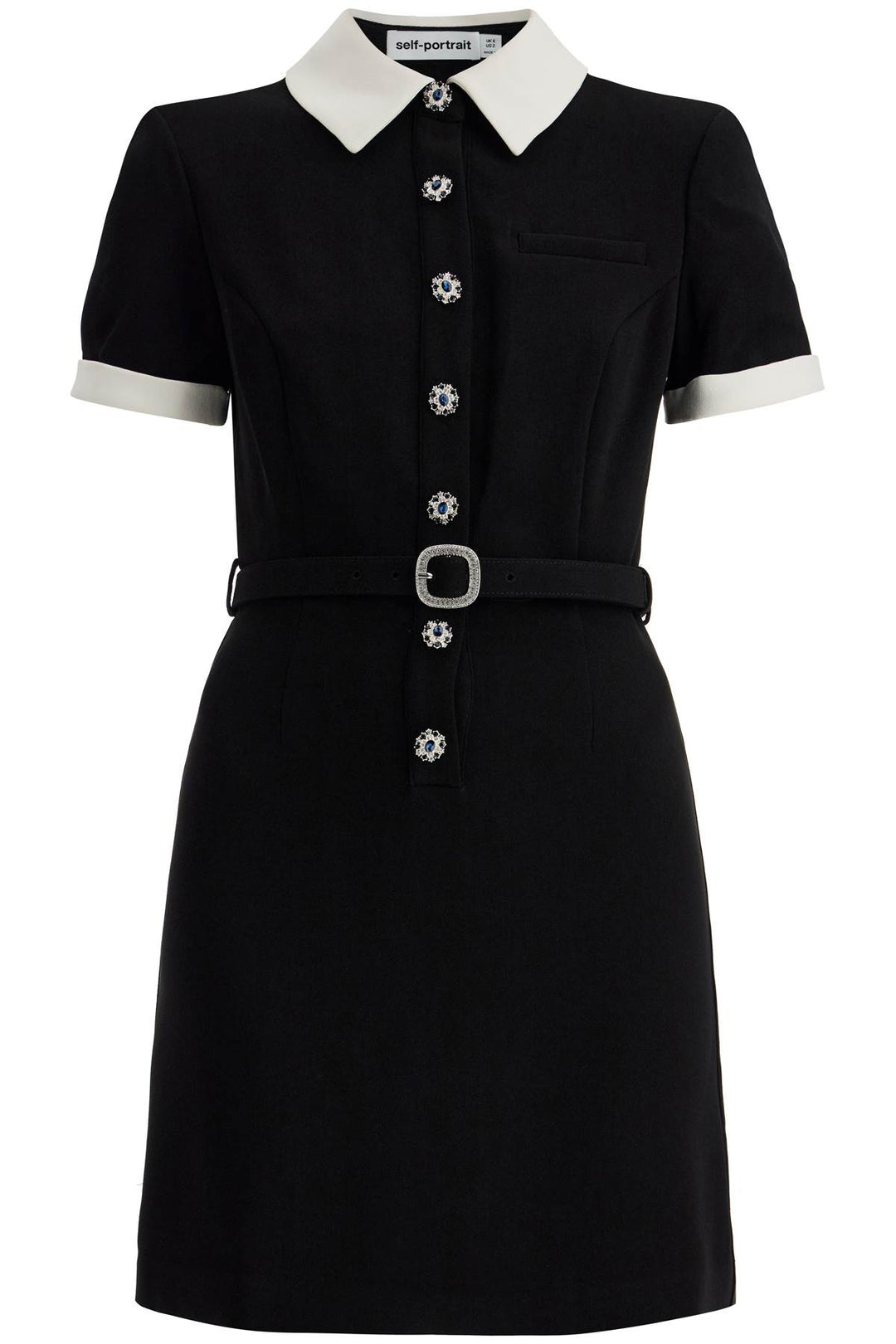 crepe mini dress with belt-0