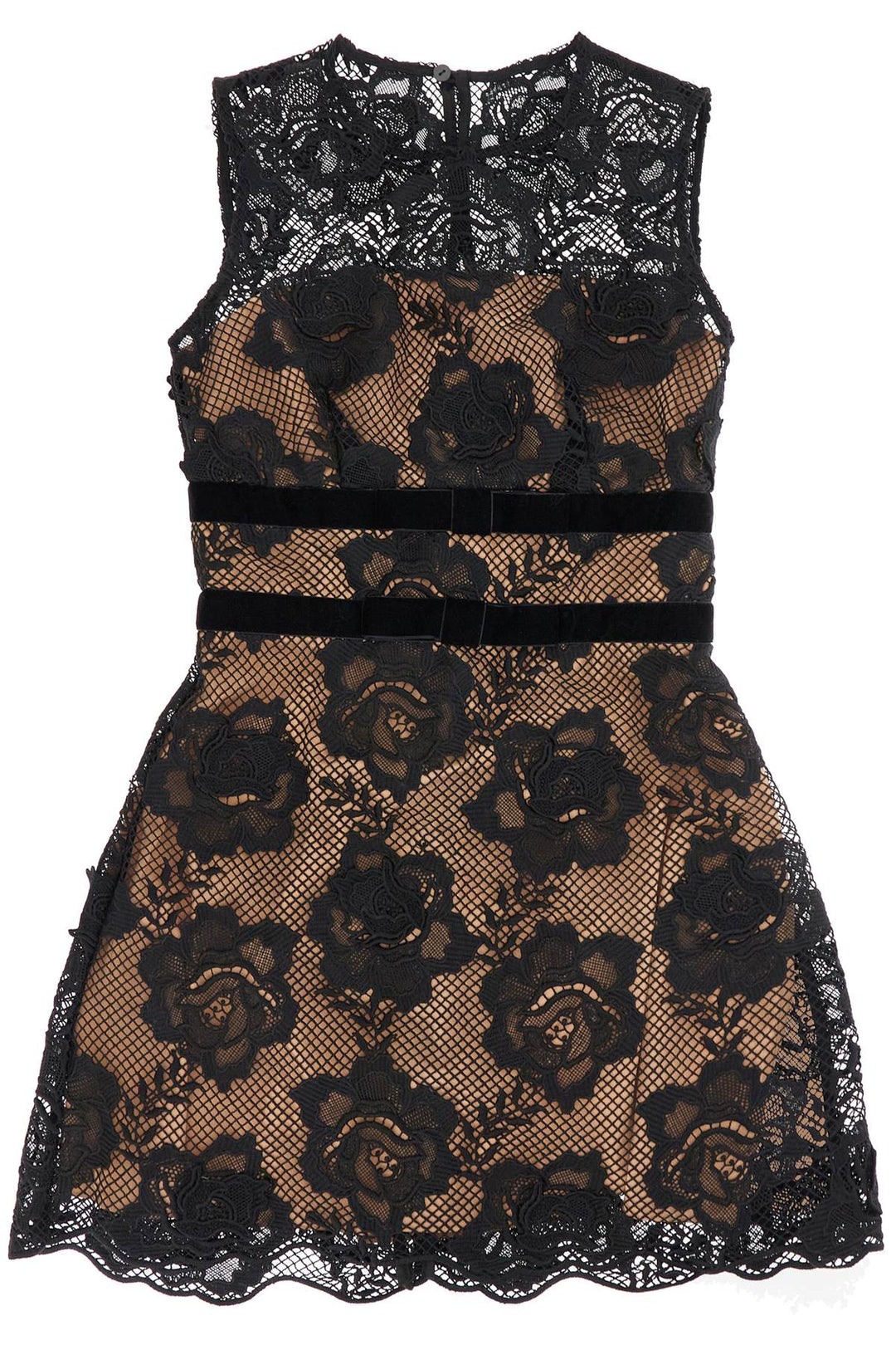 lace mini dress with bows-0