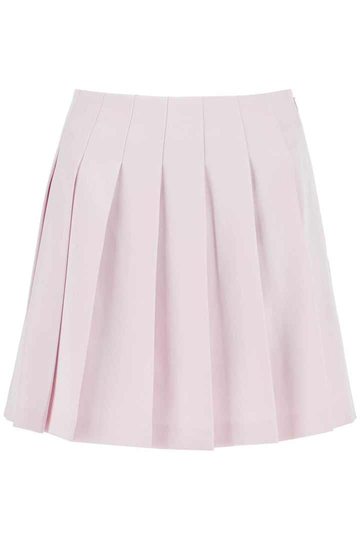 pleated satin mini skirt-0