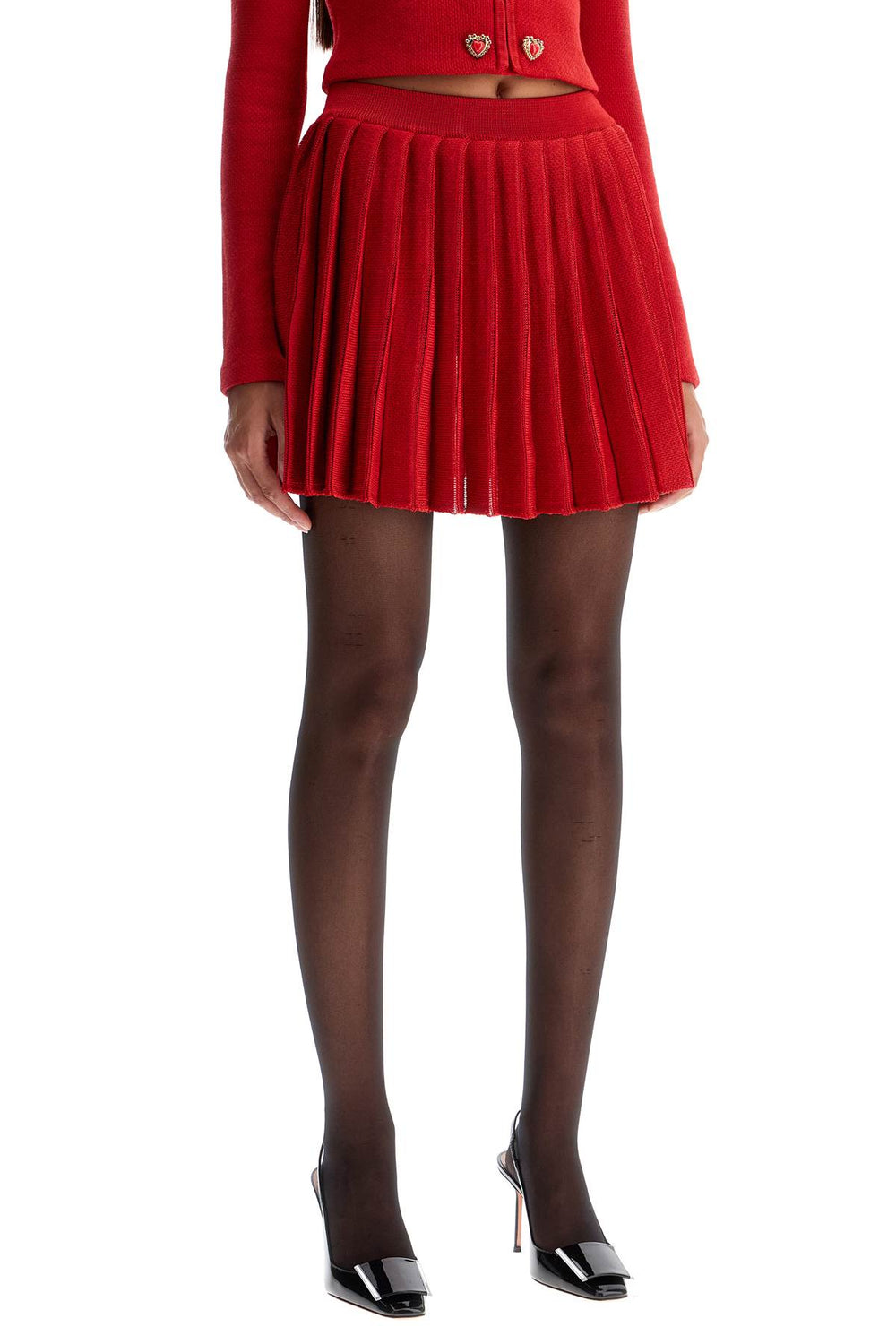 pleated knit mini skirt-1