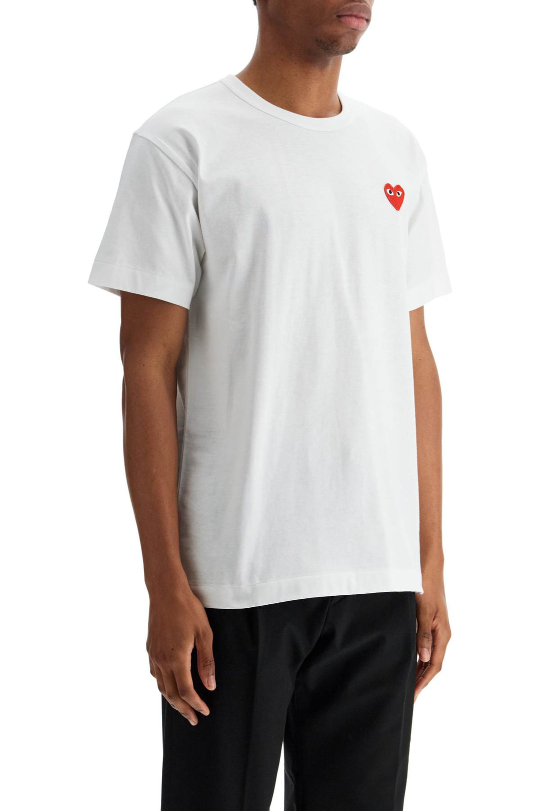 t-shirt cotone bianco con logo cuore rosso unisex-2