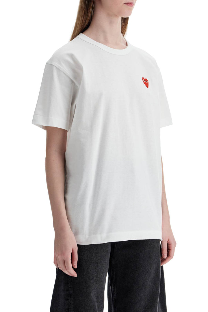 t-shirt cotone bianco con logo cuore rosso unisex-1