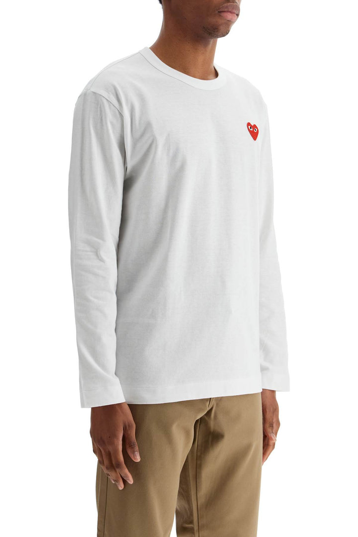 t-shirt unisex in cotone bianco con logo cuore rosso-2