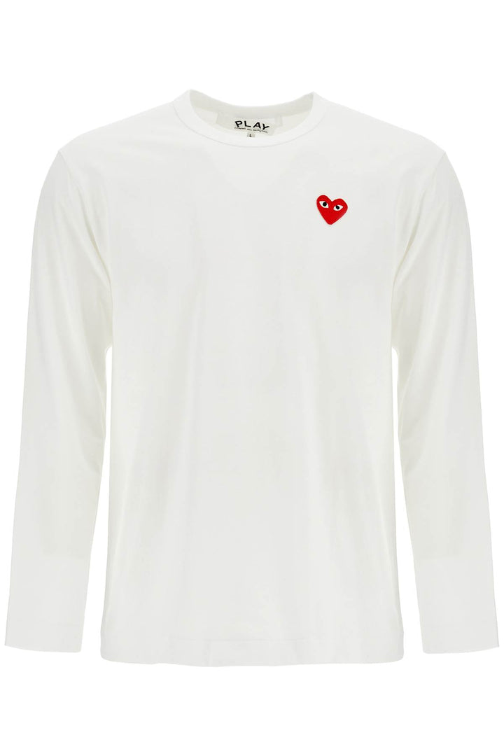 t-shirt unisex in cotone bianco con logo cuore rosso-0