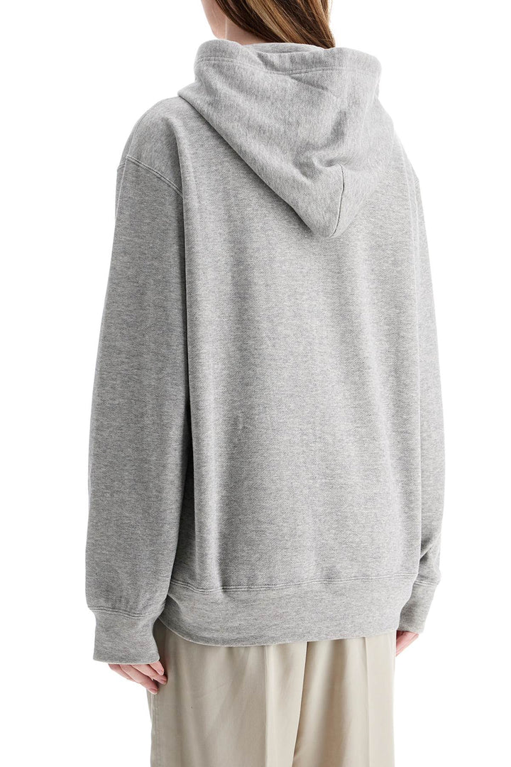 unisex light grey cotton hoodie with red heart-3