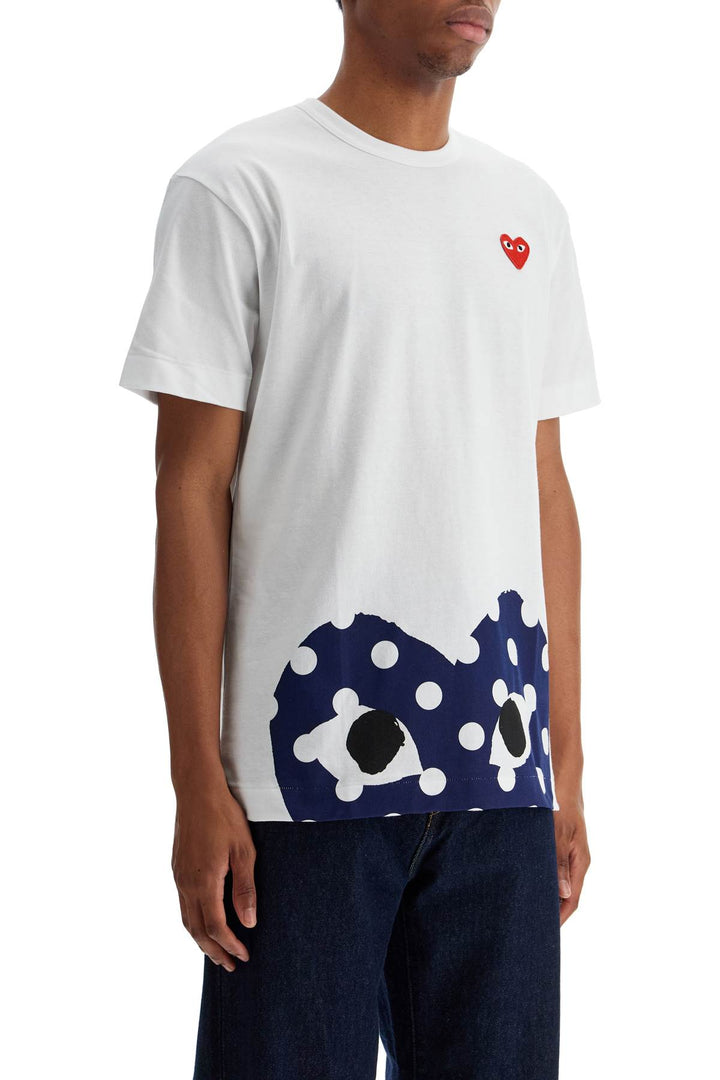 t-shirt in cotone bianco con cuore rosso unisex-2