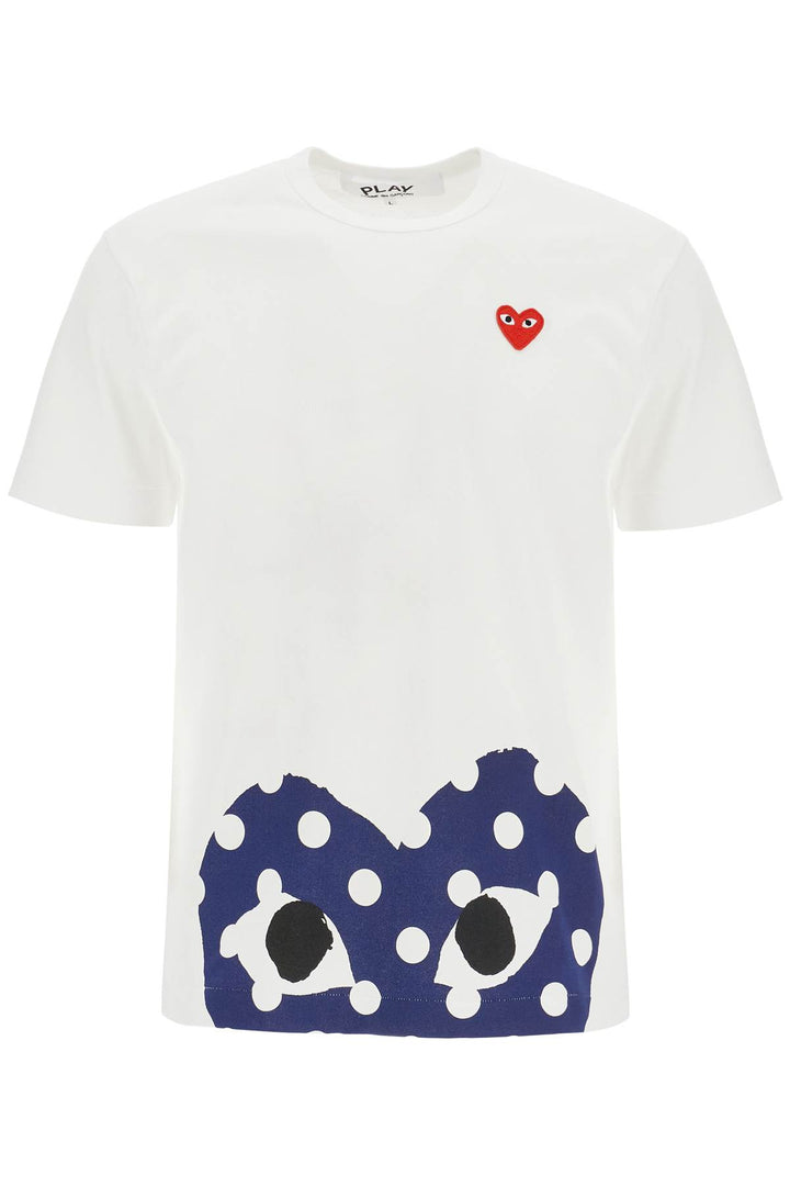 t-shirt in cotone bianco con cuore rosso unisex-0