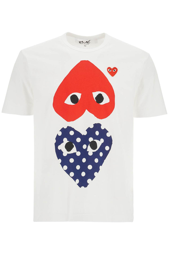 unisex t-shirt in white cotton with graphic heart-0