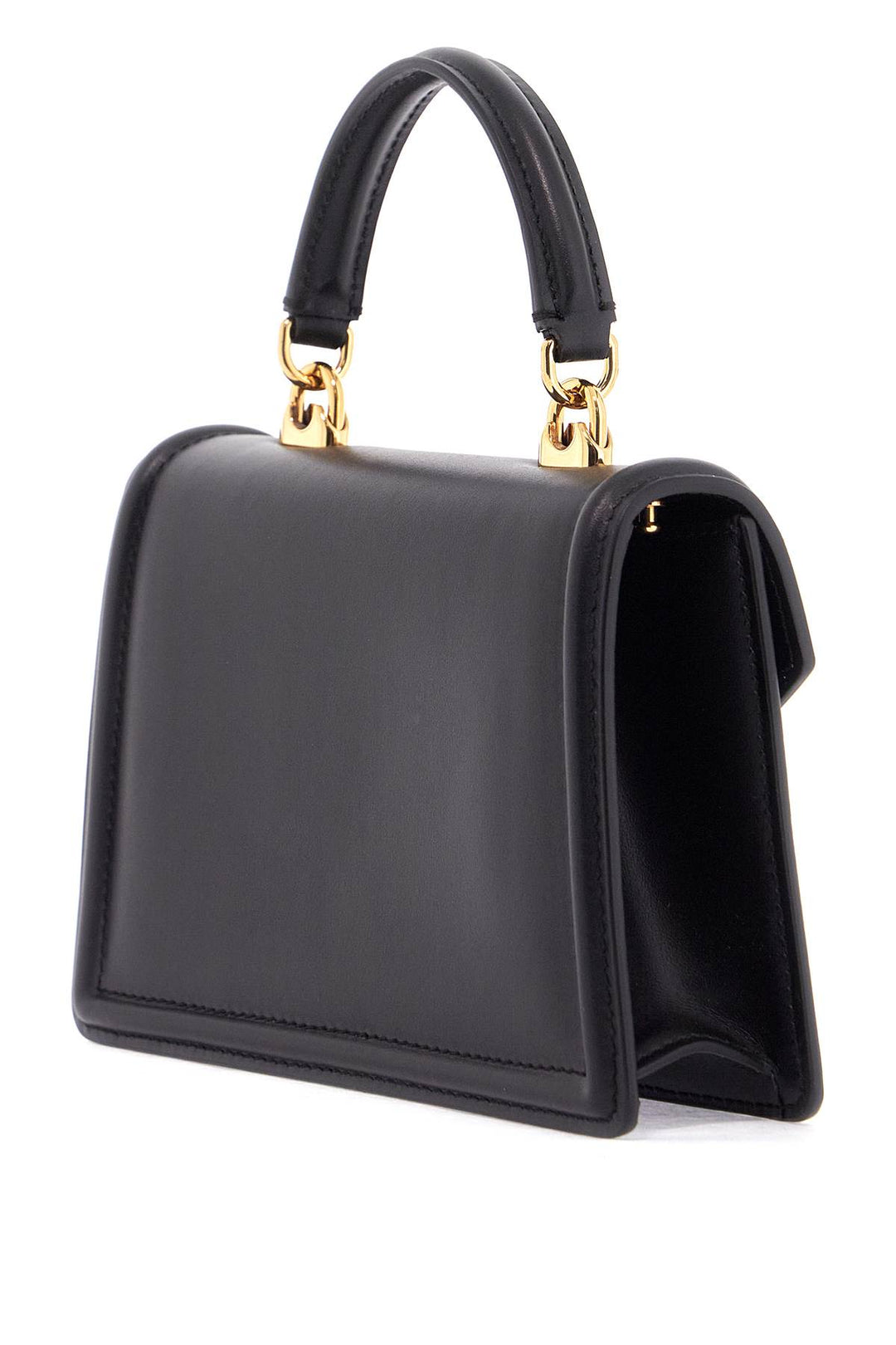 black calfskin shoulder bag with rhinestone details and gold chain-1