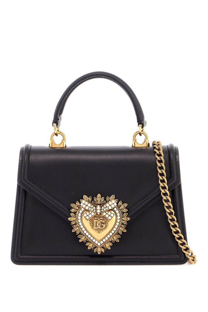 black calfskin shoulder bag with rhinestone details and gold chain-0