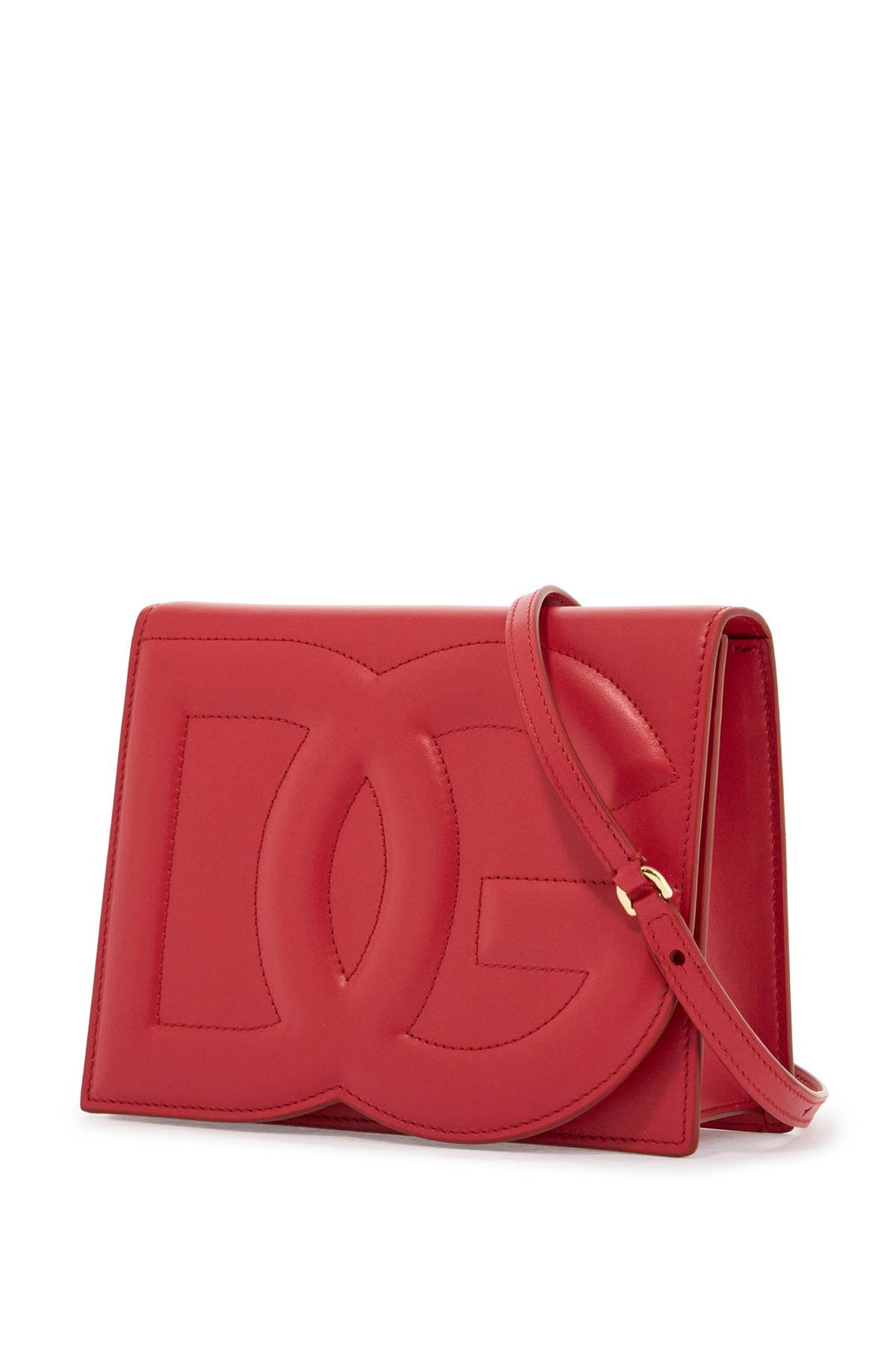 red calfskin shoulder bag with 3d logo-2