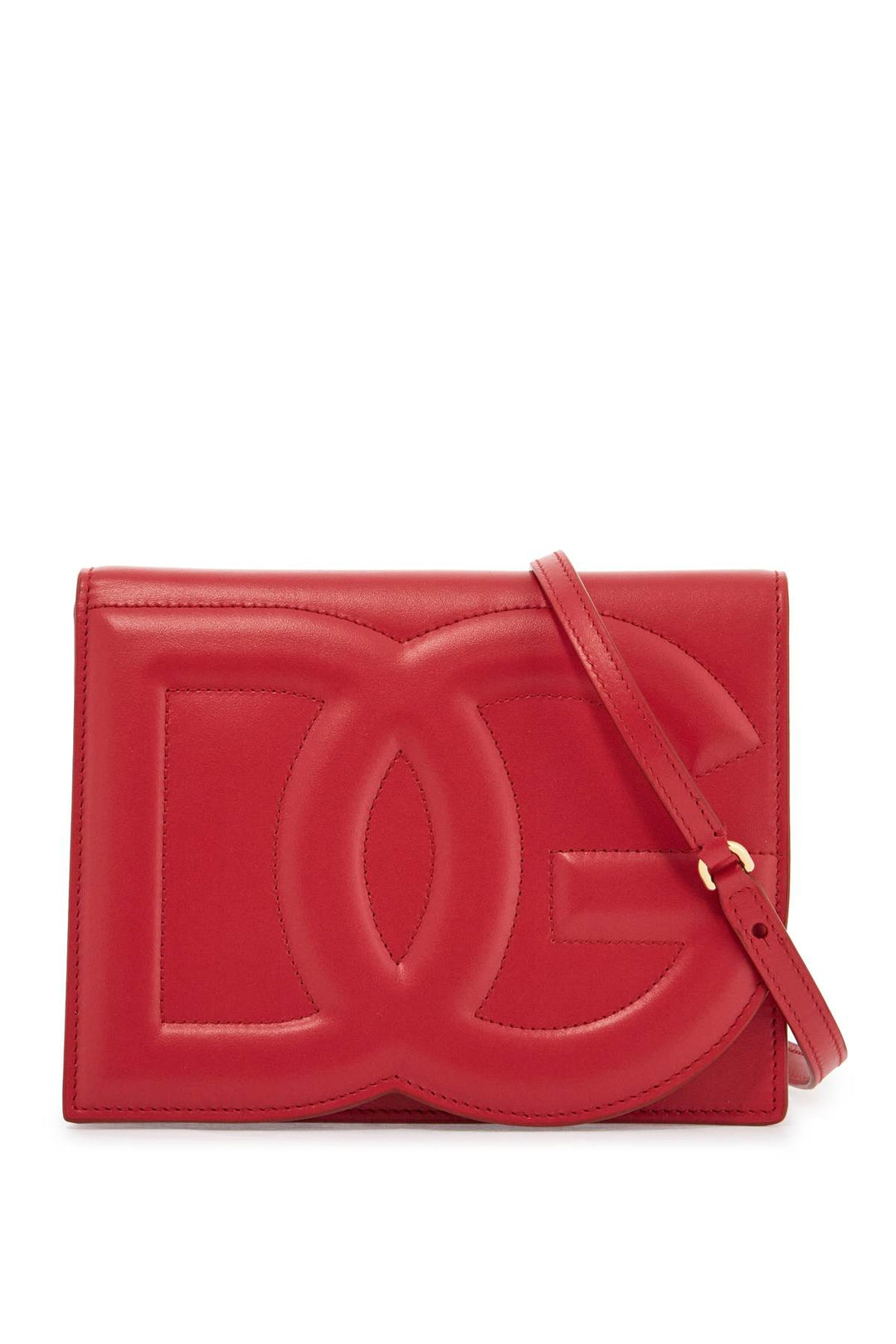 red calfskin shoulder bag with 3d logo-0