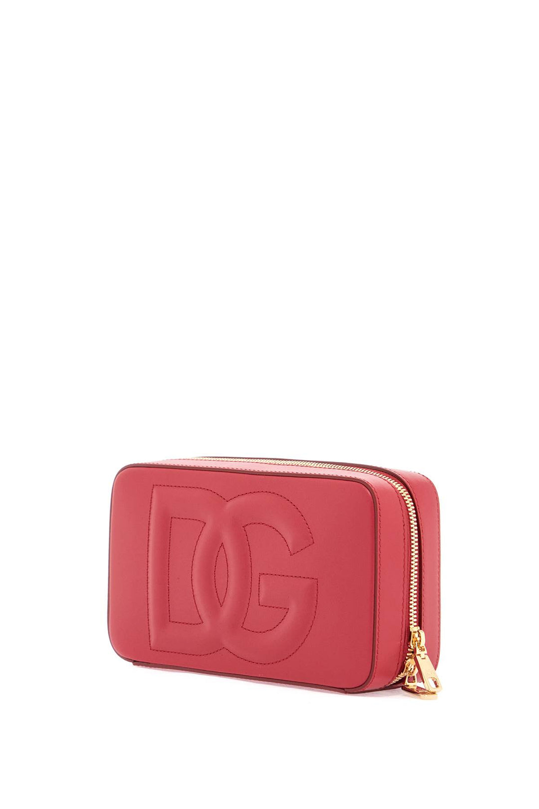 red calfskin shoulder bag with embossed logo-2